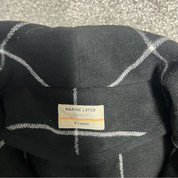 Marine Layer Coat Womens XL Black Windowpane Liverpool Snap Coatigan Snap - Picture 5 of 8